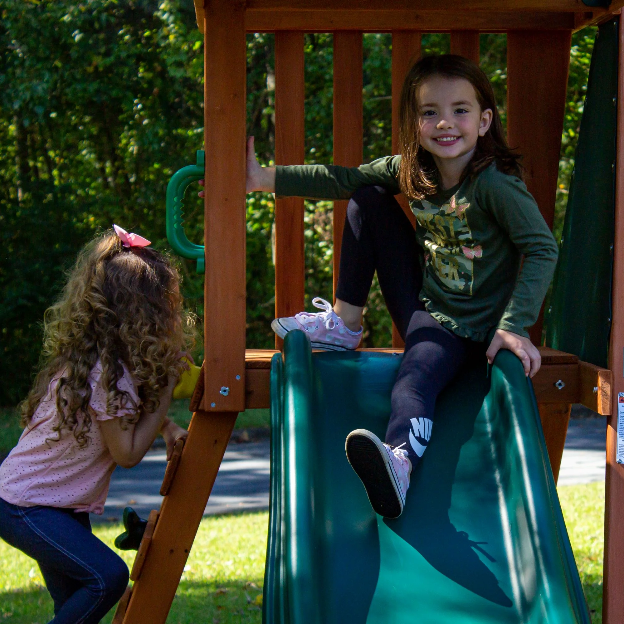 Gorilla Playsets 01-1105 Basic Swing Set with Two Swings, Trapeze Swing, and Slide