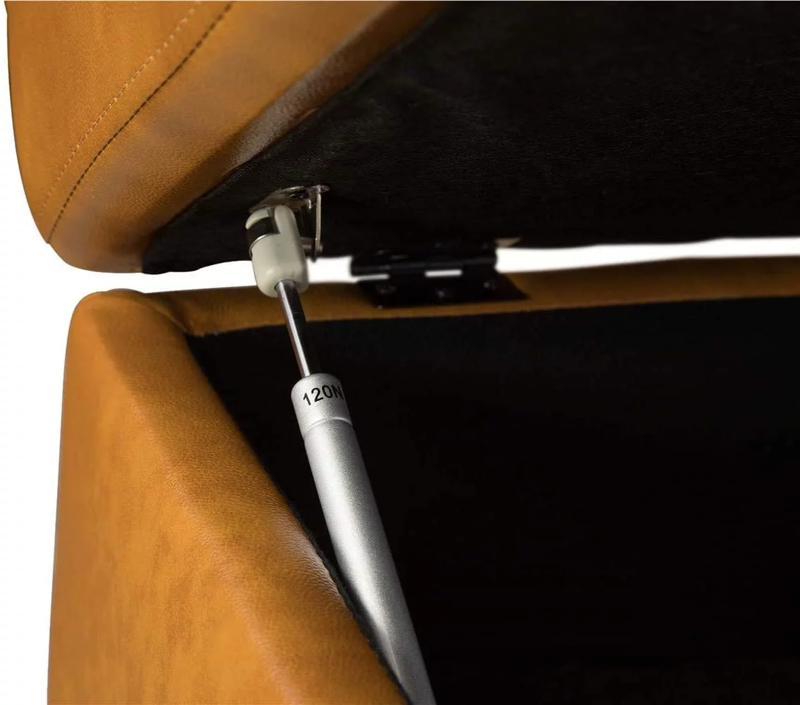 PonLiving Furniture Caramel 103.5'' Sectional Sofa with Storage Ottoman, Right & Left Hand Facing, Leather Upholstered