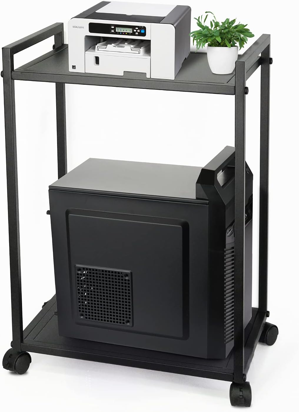 Bfttlity Computer Tower Stand, PC Stand 2-Tier Mobile CPU Stand with Locking Caster Wheels for Most Computer Tower, Gaming PC, Printer (Large)