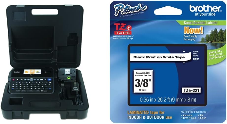 Brother P-touch, PTD600VP, PC-Connectable Label Maker with Full Color Graphical Display, Case, Split-Back Tapes, 14 Fonts, High-Resolution, Black