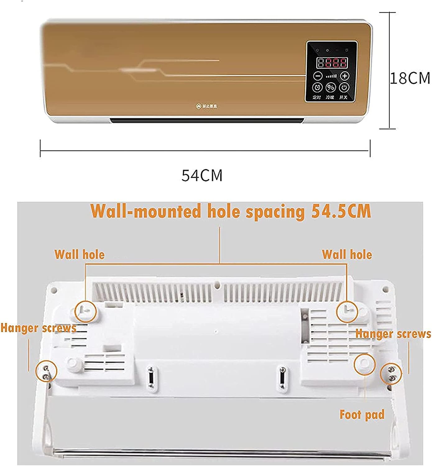 Wall Mounted Electric Heater-Bathroom Fan Heater Withtat, Led Display,6H Timing,Remote Control,Ceramic Space Heater,Quiet and Energy Saving 2000W