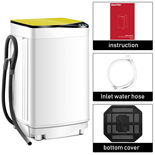 Giantex Full-Automatic Washing Machine Portable Washer and Spin Dryer 10 lbs Capacity Compact Laundry Washer with Built-in Barrel Light Drain Pump and Long Hose for Apartments Camping