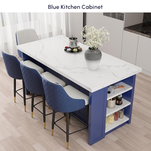homary 72'' Kitchen Islands with Storage Modern White Kitchen Table with Seating & 3 Drawers Dining Table