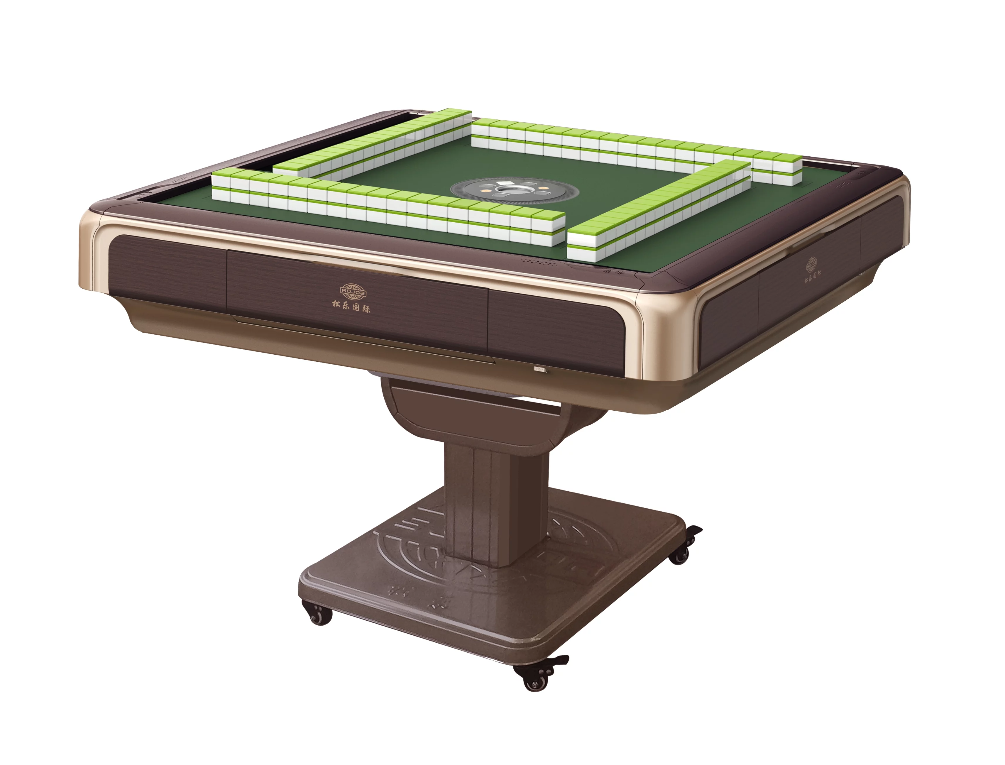 144Chinese 44mm Tiles  Folding Automatic Mahjong Table w Drawers, Chinese / Philippine Style, Comes 2 Sets of Magnetic Tiles No-Numbers (Blue & Green) & One Year Warranty (Not for American Style)