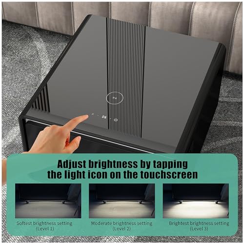 GOCAPTAIN Smart Side Table with Built-in Fridge, Nightstand with Touch Screen Temperature Control Cooling Drawer, Induction Light, Cordless Charging & USB Port