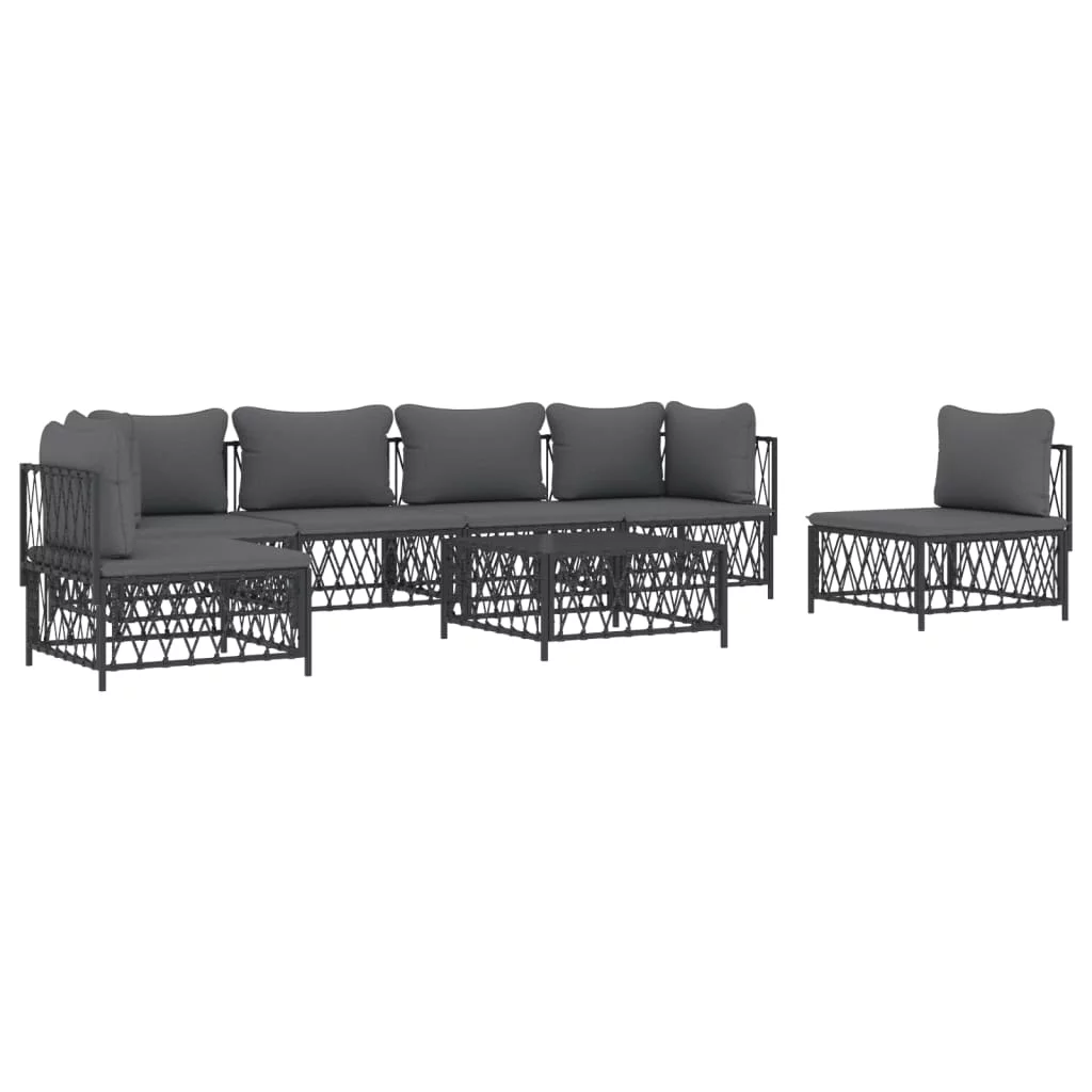 Anself 7 Piece Patio Set with Cushions Anthracite Steel