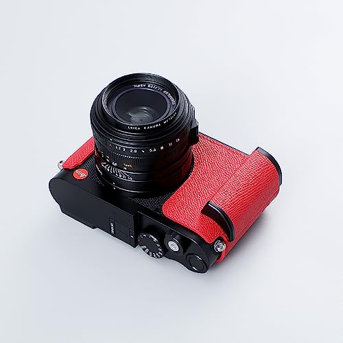 Camera Half Case for Leica Q3,SIUTATDSH Vintage Metal Genuine Leather Camera Protective Cases Stylish Portable Shockproof (BlackC)