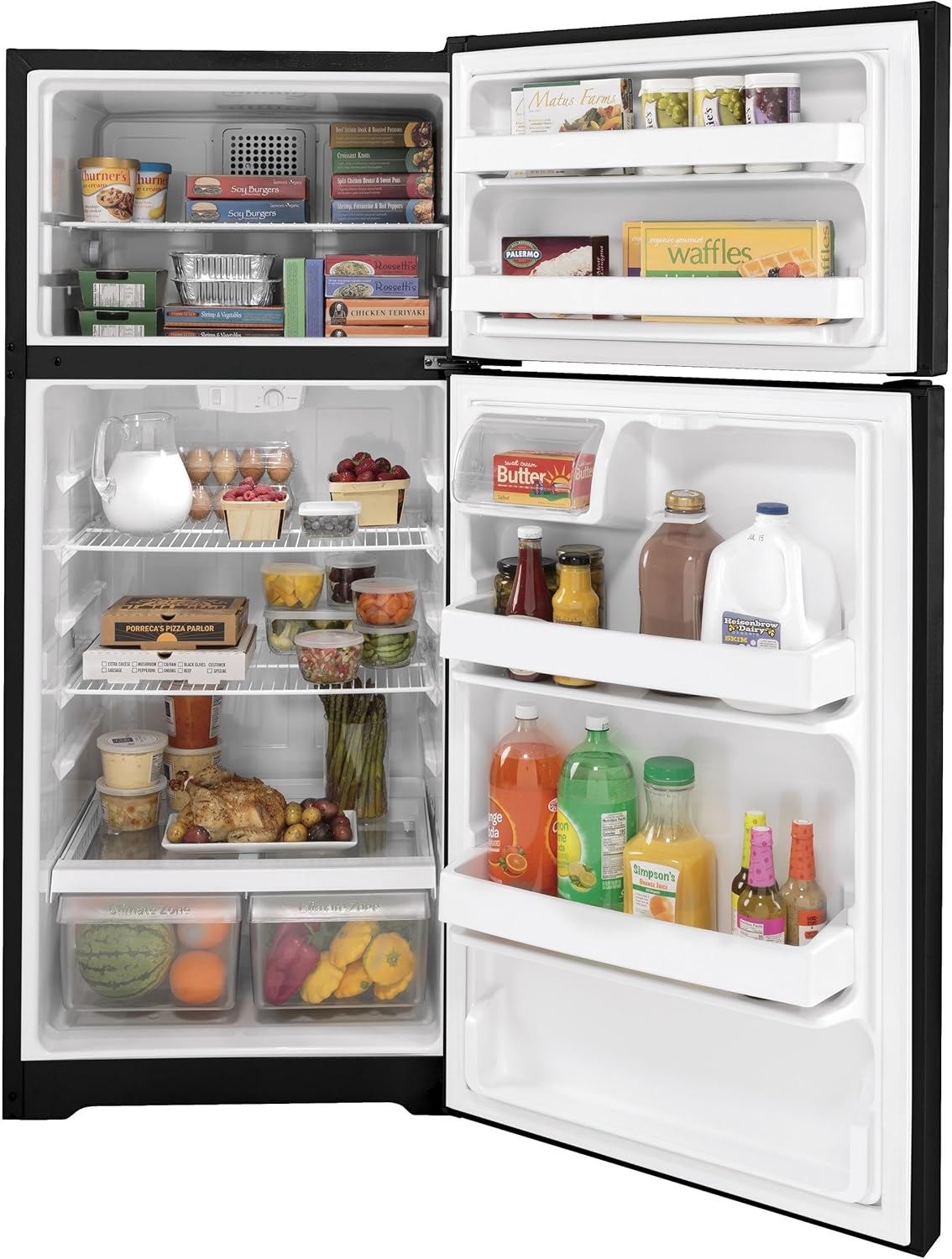 GE GTE17DTNRBB 16.6 Cu. Ft. Black Top Freezer Refrigerator