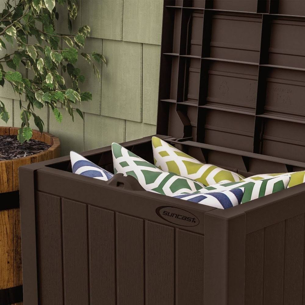 Suncast 17 x 22 inch Resin 22-Gallon Patio Storage Deck Box, Java Brown (2 Pack)