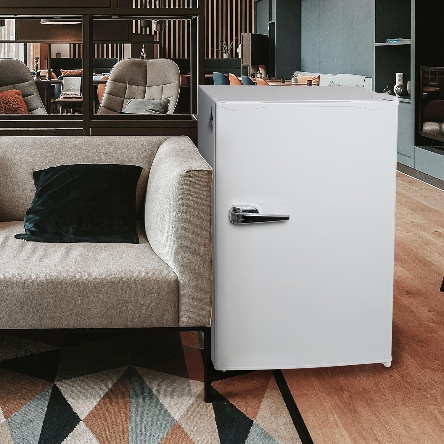 Mini Fridge with Freezer, Single Door Compact Refrigerator with Adjustable Legs (3.2 ft white)