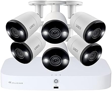 Lorex 4K Ultra HD 3TB 8-Channel Wired NVR System with Six Indoor/Outdoor Smart Deterrence Cameras