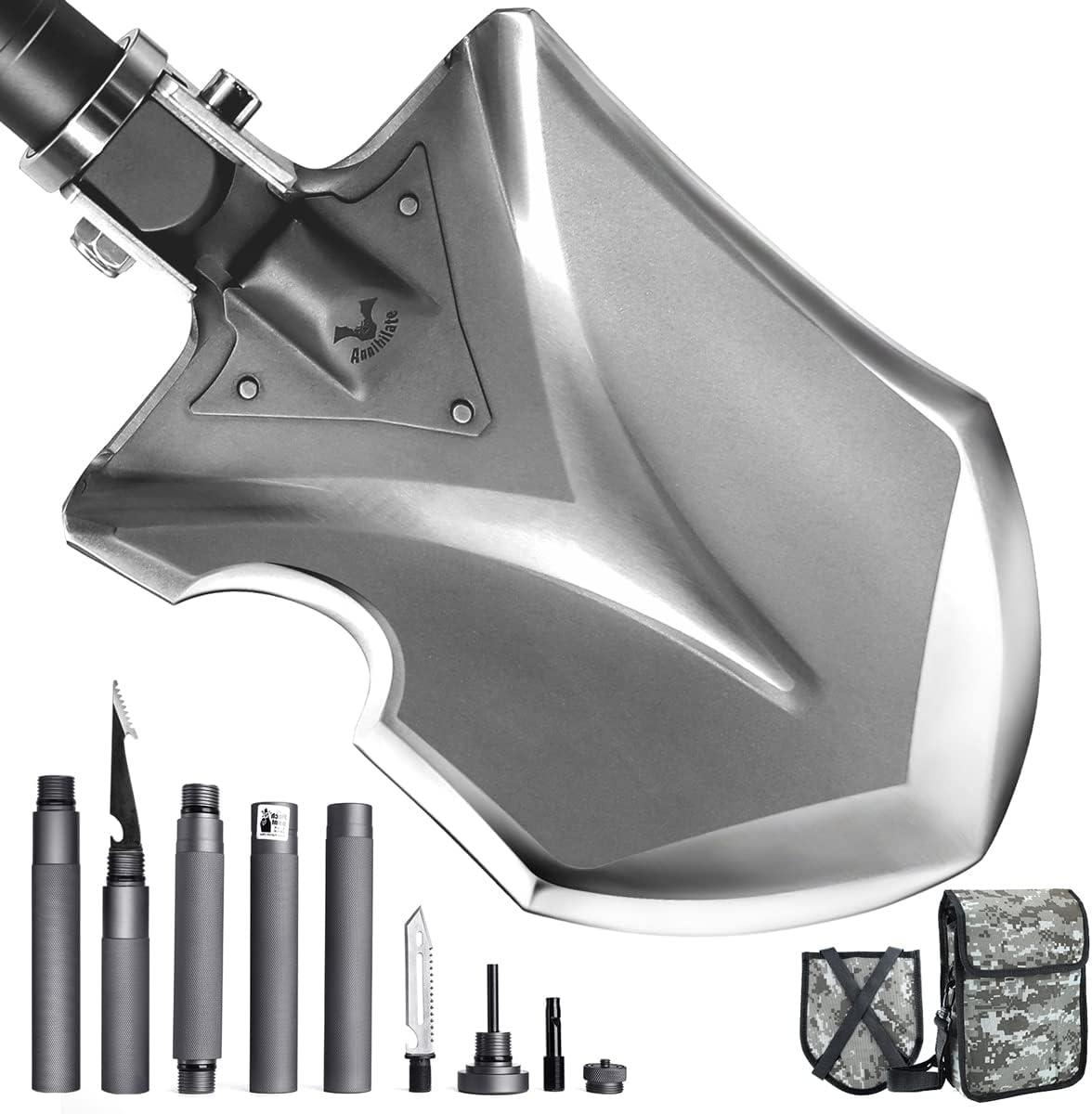 GRAMFIRE Multifunctional Camping Shovel Survival Foldable Portable Tactical Utility Tool Equipment Shovel for Military Hiking Hunting Outdoor Emergency