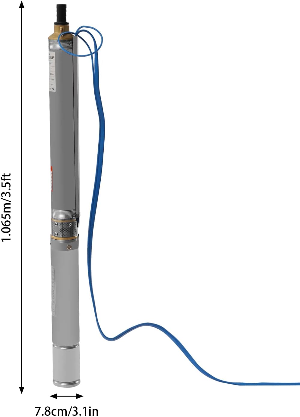 Submersible Well Pump, 110V 0.75KW Water Deep Well Pump Stainless Steel 380ft deep Deep Well Pump Outlet Submersible Bore Pump with Control Box for Industrial Factories Home Use