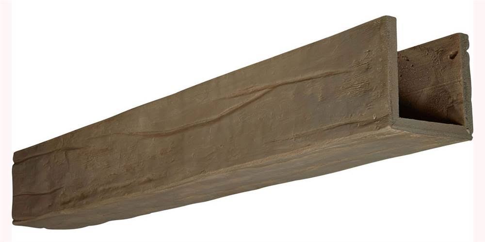 Ekena Millwork BMRW3C0120X120X096HD 12x22W x 12x22H x 8&L 3-Sided (U-beam) Riverwood Endurathane Faux Wood Ceiling Beam, Natural