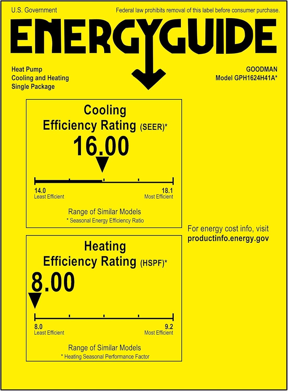 Goodman 14 SEER 2 TON Heat Pump Package with Duct adapters and Heat kit - GPH1424H41
