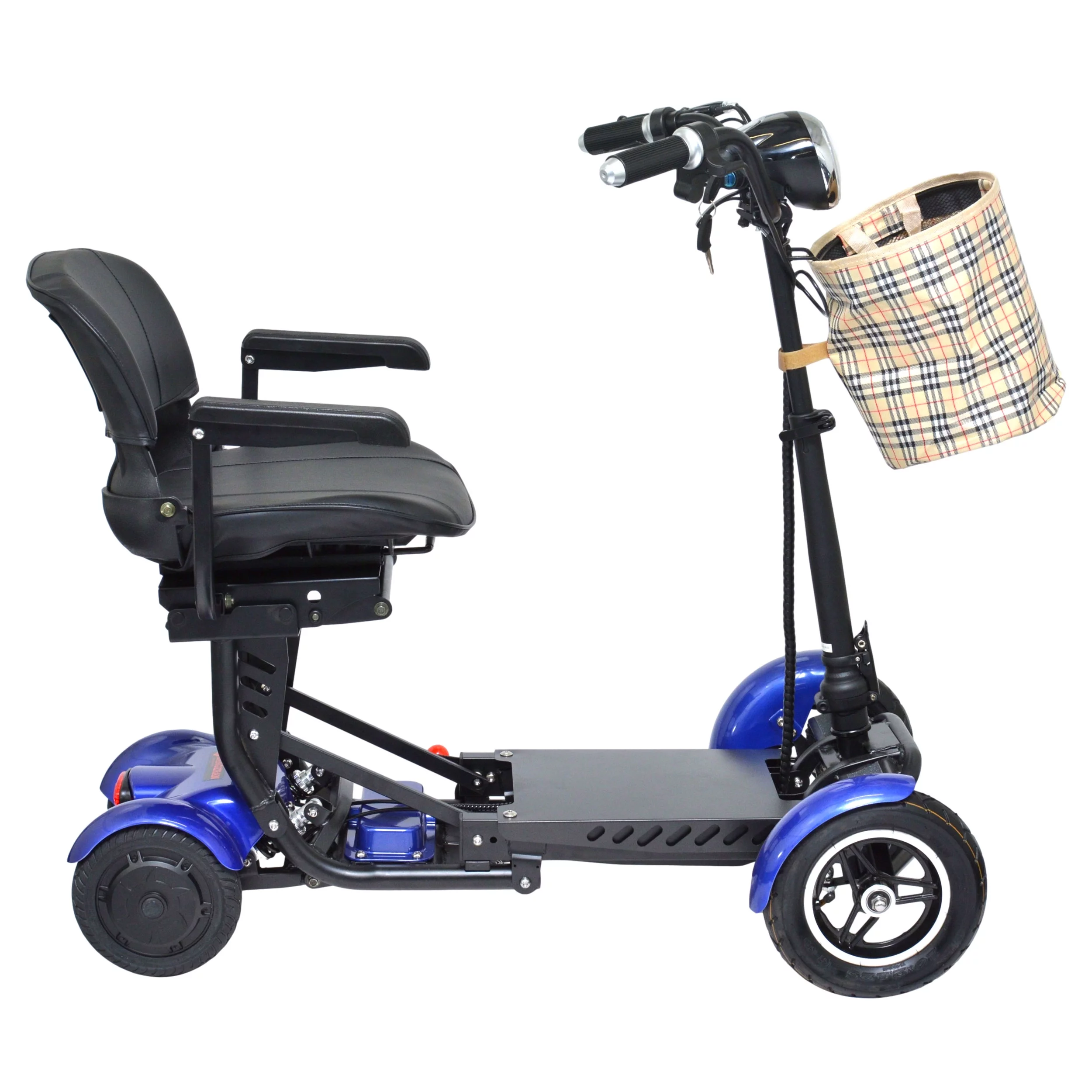 Bangeran Electric Mobility Scooter, 4 Wheel Foldable Portable, Up to 12 Miles - Blue