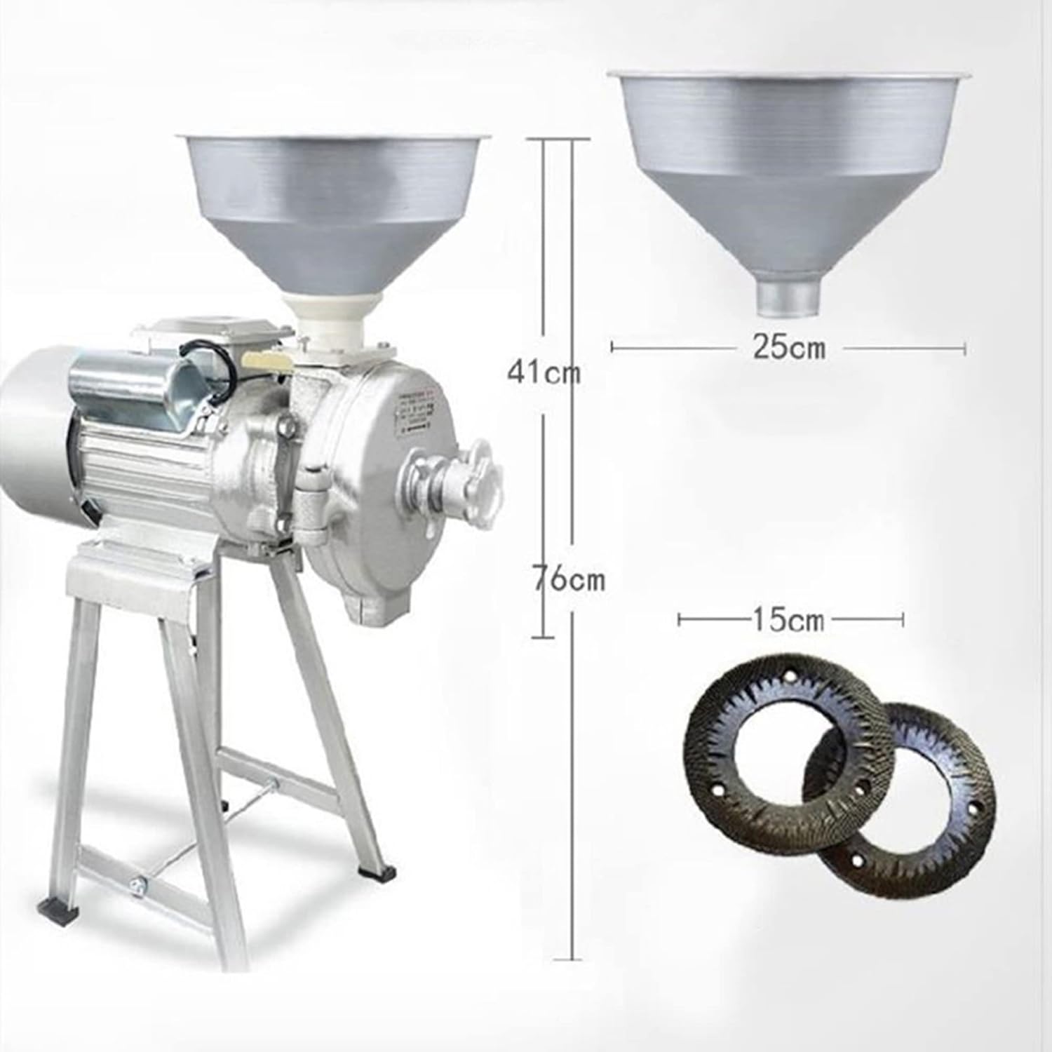 3000W Commercial Mill Grinder for Home Stores, 220V Grain Mill Grinder Corn Grinder Flour Mill Cereals Grinder with Funnel for Cereals/Rice/Corn/Coffee/Wheat Speedy Grinding