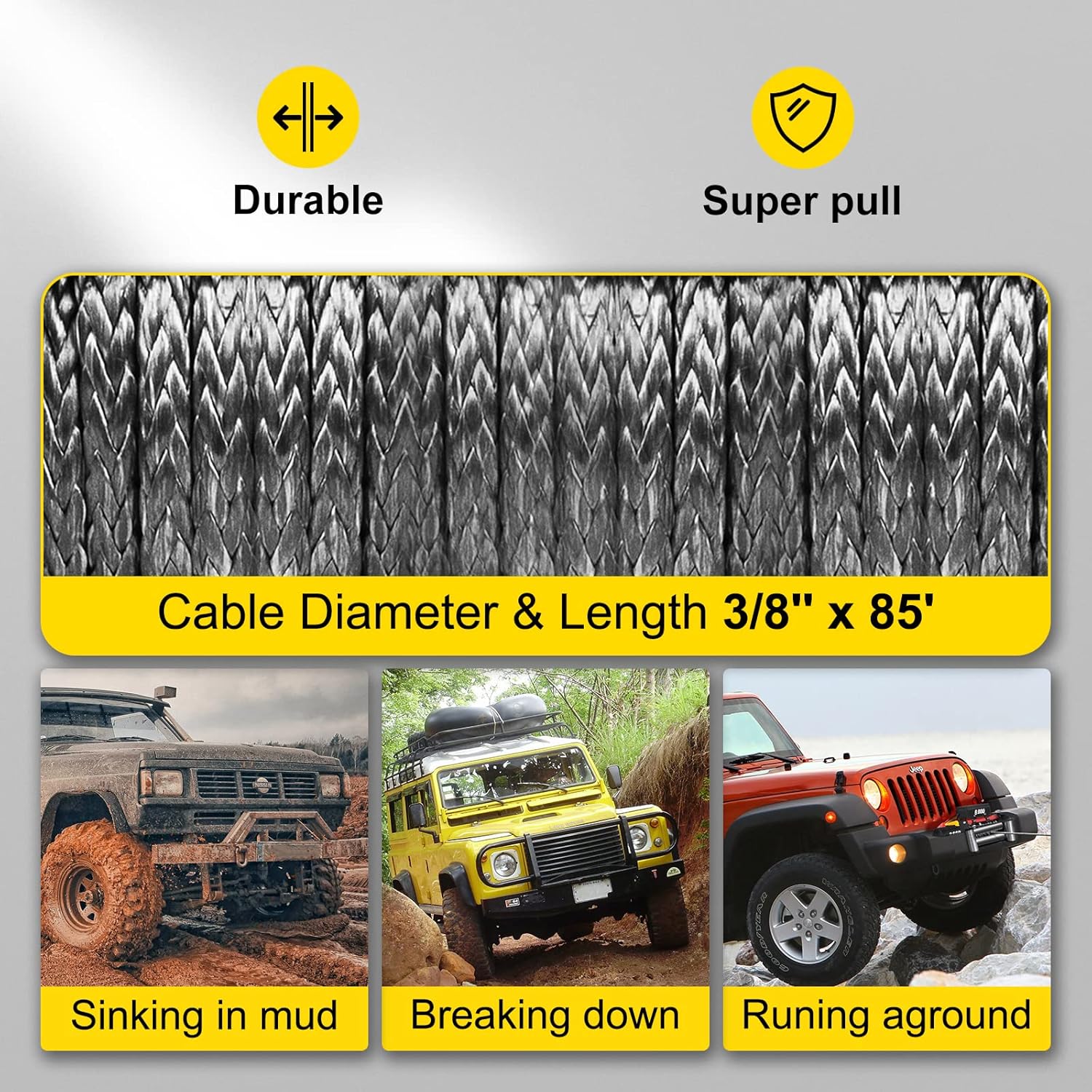 VEVOR Truck Winch 12000lbs Electric Winch Synthetic Rope with Wireless Remote Control and Powerful Motor for UTV ATV & Jeep Truck and Wrangler in Car Lift
