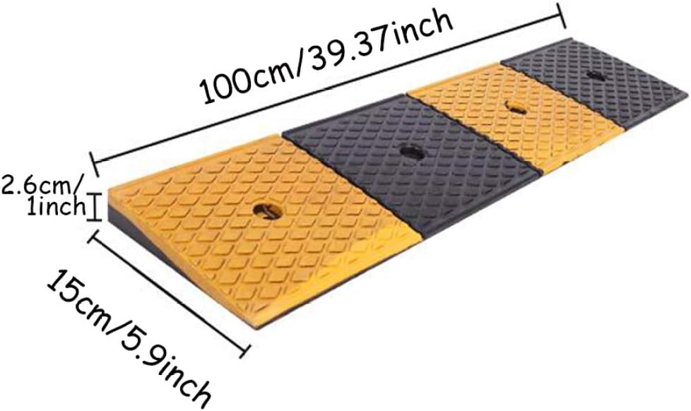 JLDN Portable Plastic Curb Ramp, Curb Ramps Car Vehicle Curbside Threshold Bridge Track Loading Ramps for Driveway, Sidewalk, Scooter, Bike, Motorcycle,100x15x2.6cm/39x6x1in