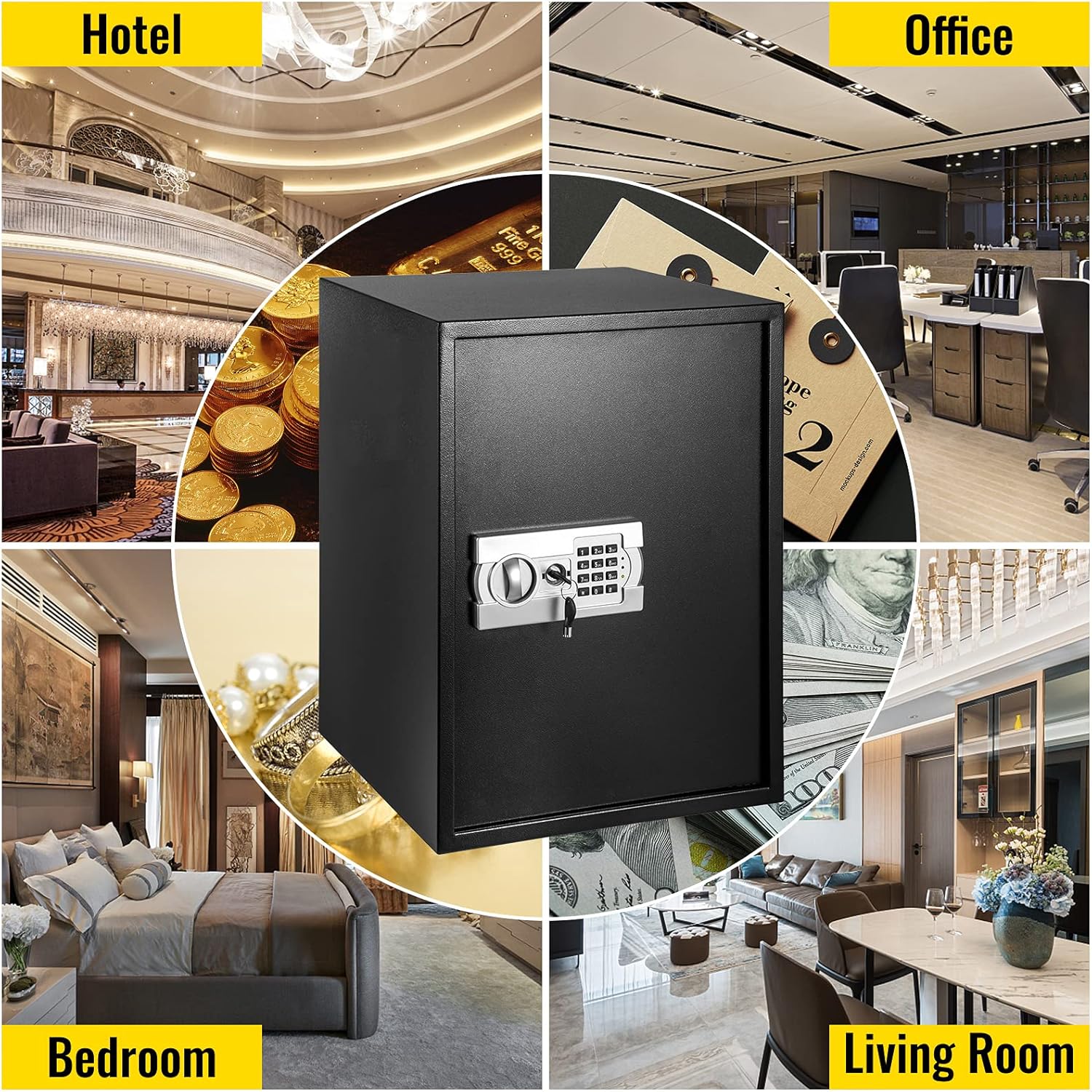 VEVOR Digital Depository Safe 1.7 Cubic Feet Made of Carbon Steel Electronic Code Lock Depository Safe with Deposit Slot with Two Emergency Keys Depository Box for Home Hotel Restaurant and Office