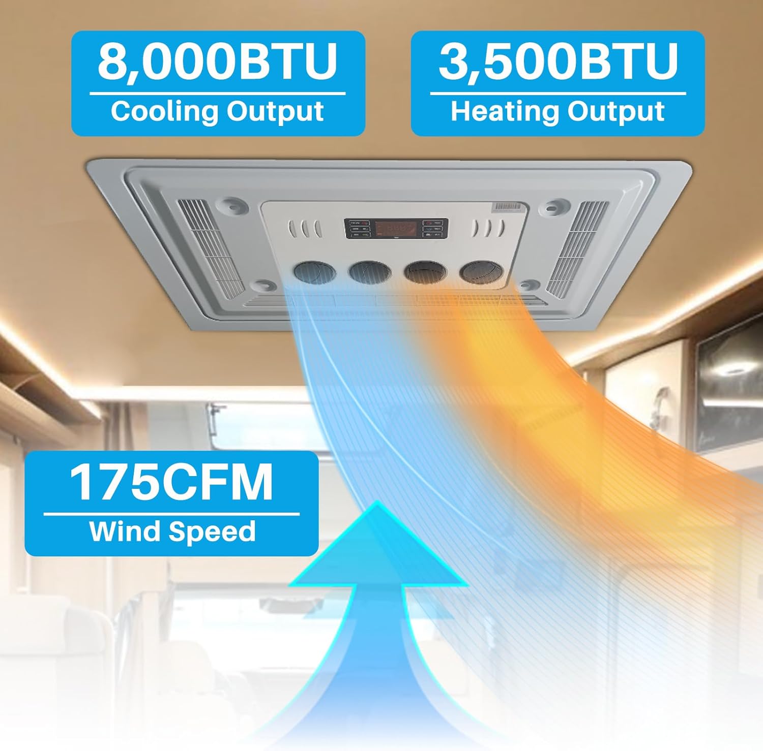 RV Rooftop Air Conditioner w/Heat 12 Volt, Campervan 13000BTU 12V Air Conditioner, Rapid Cooling 12 Volt Air Conditioner 2 in 1 for Van, RV, Yacht, Golf Carts, Road Machine, Caravan, Buses