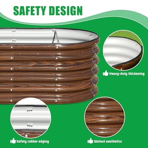 SnugNiture 3 Pcs 4x2x1.5ft Raised Garden Bed Outdoor, 17" Tall Galvanized Metal Planter Box, Raised Garden Bed Kit for Planting Vegetables Plants Fruits, Brown