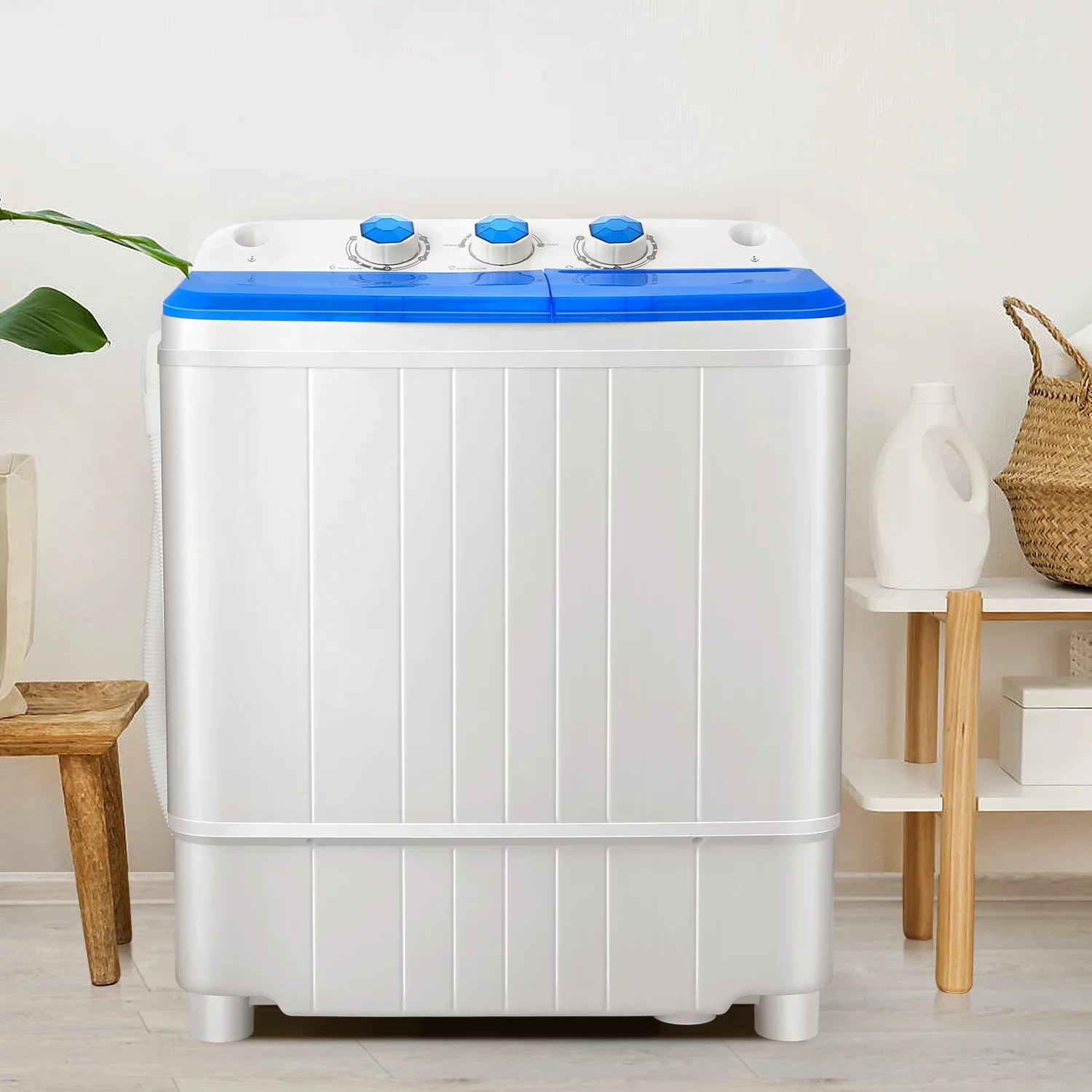 Qhomic Mini Washing Machine, 11lbs Washer & 6.6lbs Spin Dryer Combo Washing Machine, Compact Washer Machine with Drain Pump&Time for dorm, RV's, Home