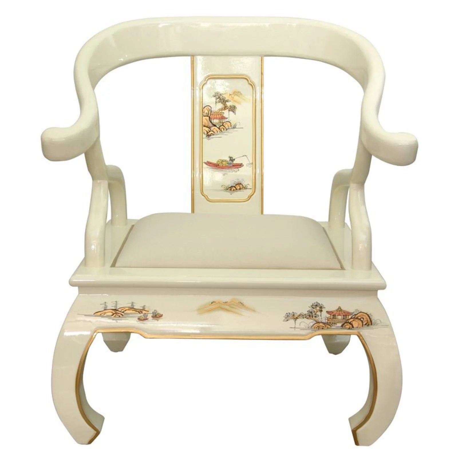 Handmade Wood Black Landscape Ming Chair (China) -  26.50"W x 24.50"D x 32.50"H