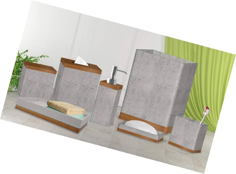 Nu Steel CON-7PC/SET Concrete 7pc Set Bath COLLECTION-STONE Grey