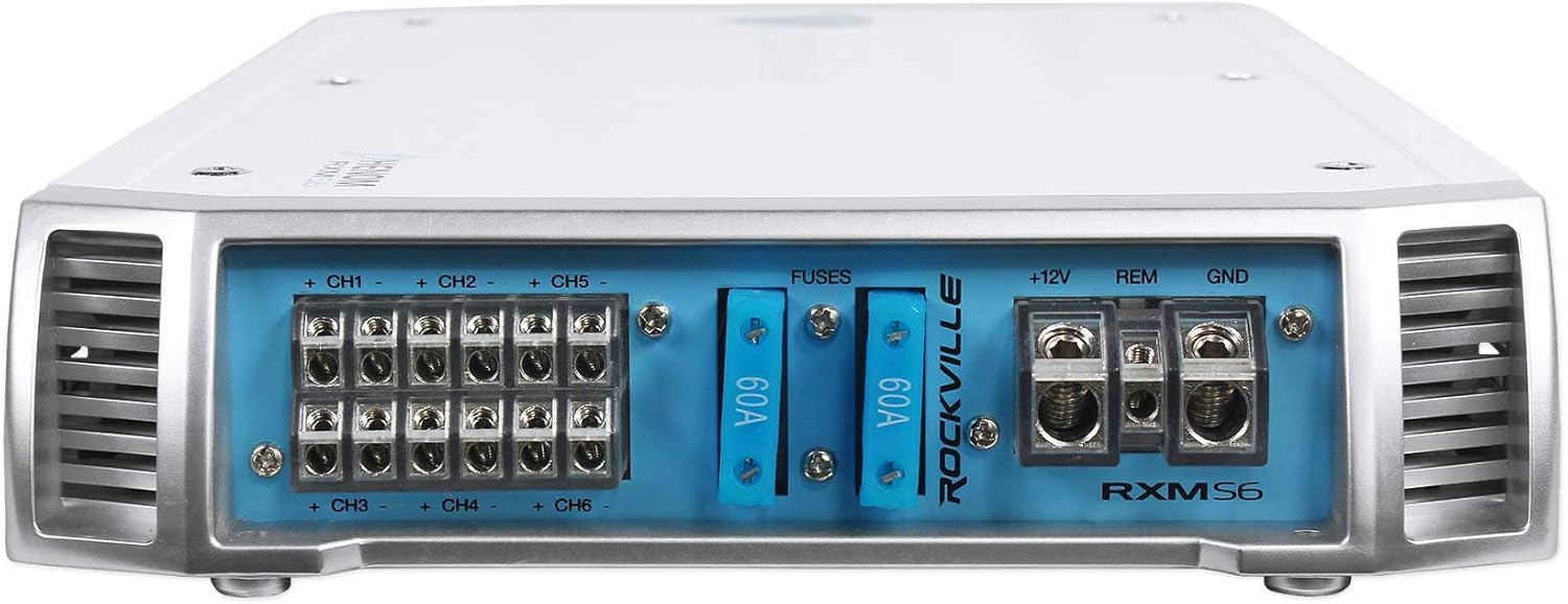Rockville RXM-S6 Marine/Boat 6 Channel Amplifier 2600 Watt Peak / 660w Dyno-Certified RMS with Status Mode LED Indicator