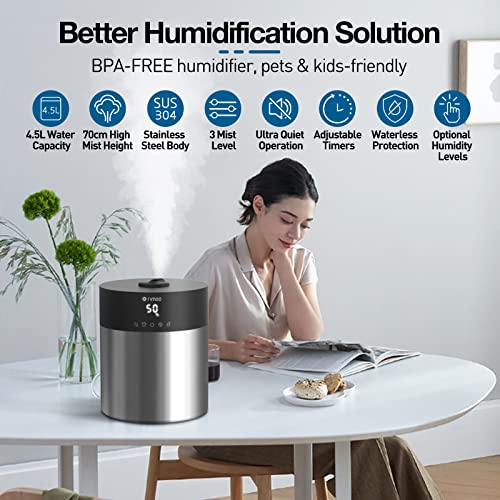 RIMOO Ultrasonic Cool Mist Humidifier with Stainless Steel Tank
