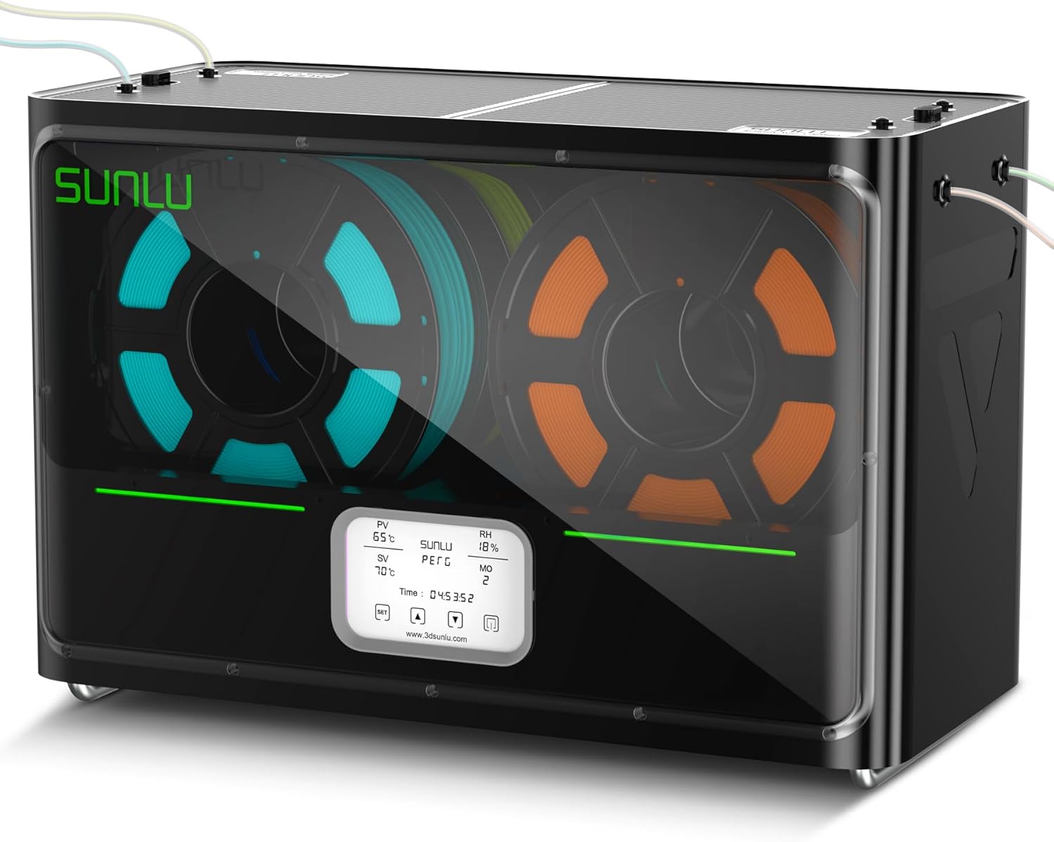 SUNLU S4 Filament Dryer Box for 3D Printer, FilaDryer with Large Space for 4 spools, Upgraded with Triple Fans, Auto Humidity Control, 350W PTC Faster Heating, Filament Storage (Black)