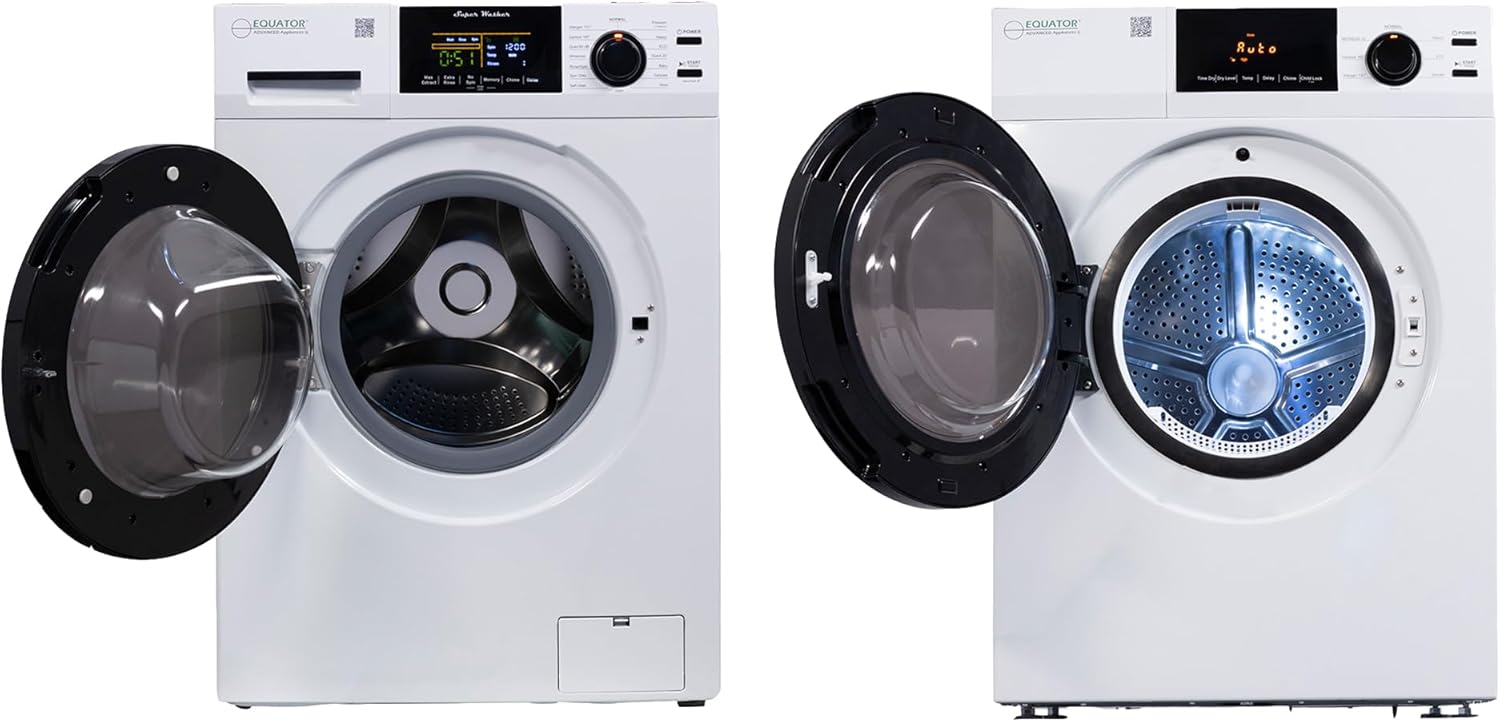Equator Deluxe Laundry Set Washer 1.9cf 110V +Vented Dryer 220V (Side by Side)