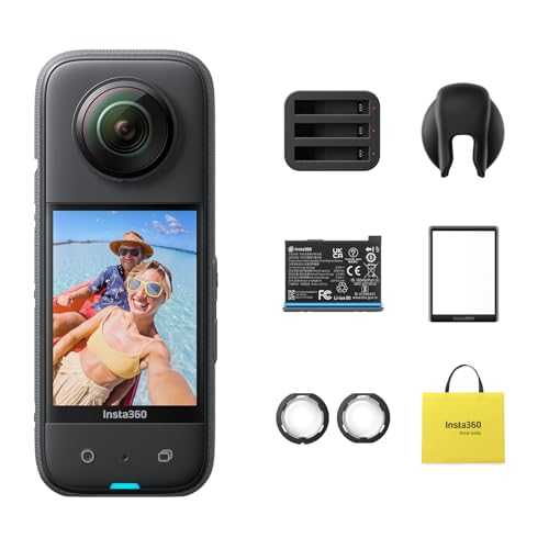 Insta360 X3 Motorcycle Kit (New Version) - Waterproof 360 Action Camera with 1/2" 48MP Sensors, 5.7K 360 Active HDR Video, 72MP 360 Photo, 4K Single-Lens, 60fps Me Mode, Stabilization
