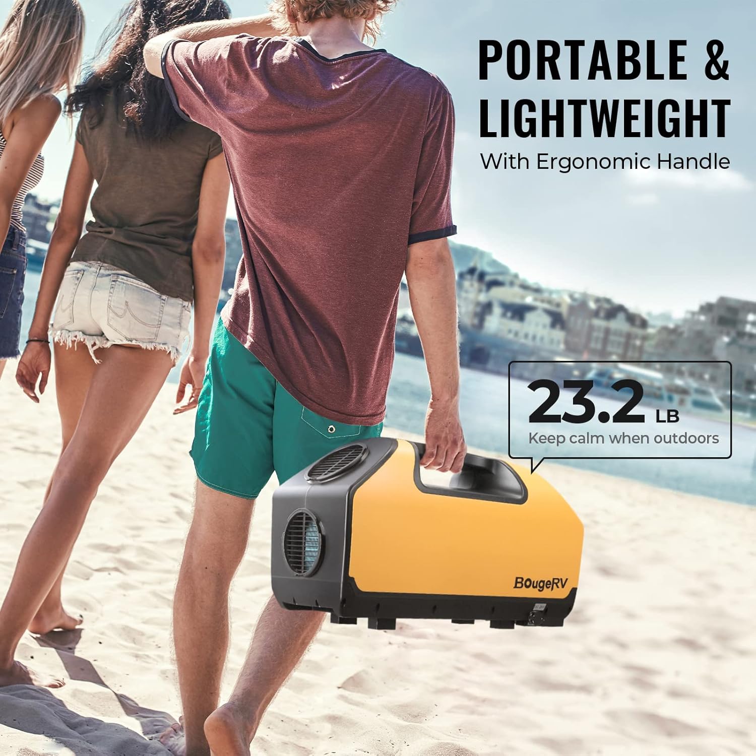 BougeRV Portable Air Conditioner, 2899BTU Tent Air Conditioner, 250W Low Power Consumption, 24VDC, 3 Wind Speeds for Van Life, Camping Tent, Outdoor