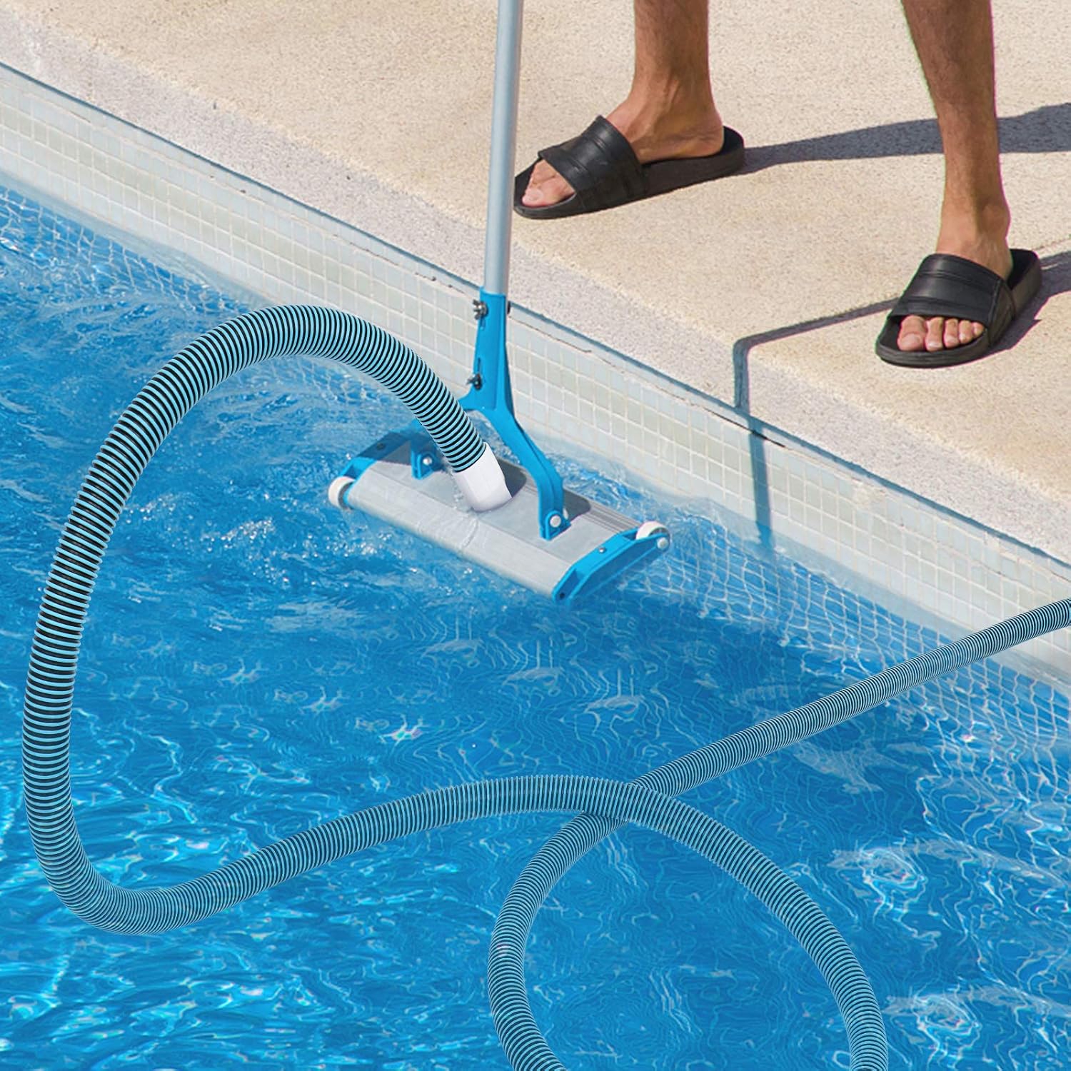 VINGLI 1-1/2-Inch x 40-Feet Swimming Pool Vacuum Hose for In-Ground Pool Foot Professional Heavy Duty Pool Hose, Blue Pack of 2