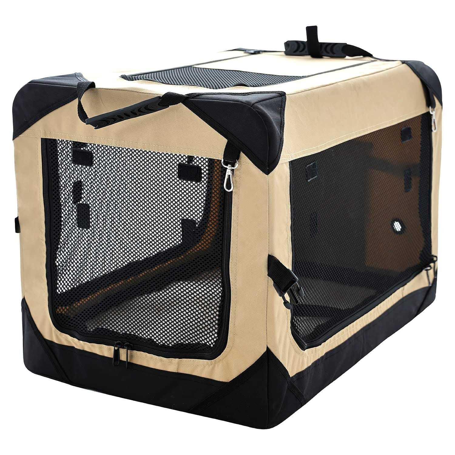 Pettycare Collapsible Dog Crate Dogs 4-Door Foldable Soft Dog Kennel with Chew Proof Mesh Windows - Pet Supplies online store