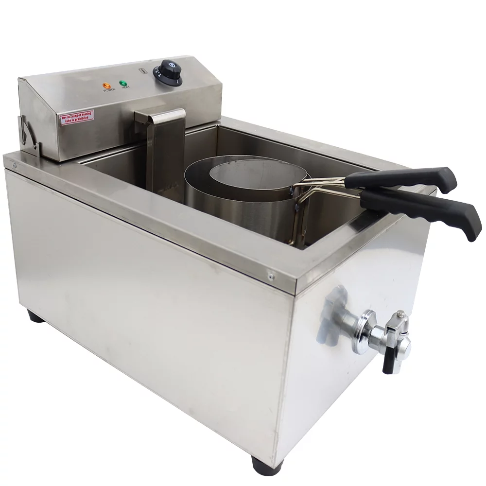 INTBUYING Funnel Cake Fryer Commercial Stainless Steel Countertop Fryer Restaurant Kitchen Shallow Funnel Cake Fryer