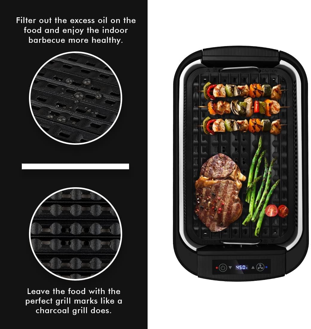 Smokeless Indoor Grill, CUSIMAX Electric Grill with Tempered Glass Lid, 1500 Indoor Grill & Flat Top Griddle for Cusimax Smokeless Grills, Pancake Griddle Plate, Dishwashe-Safe
