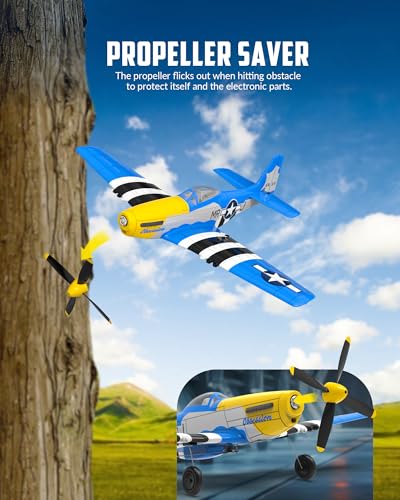VOLANTEXRC RC Plane, 4 Channel Remote Control Airplane Fighter RTF with 6-Axis Gyro, 3 Modes & Aerobatics Easy to Fly, 2.4GHz Radio Controlled Aircraft for Beginners, Boys & Adults, P51D Mustang, Red