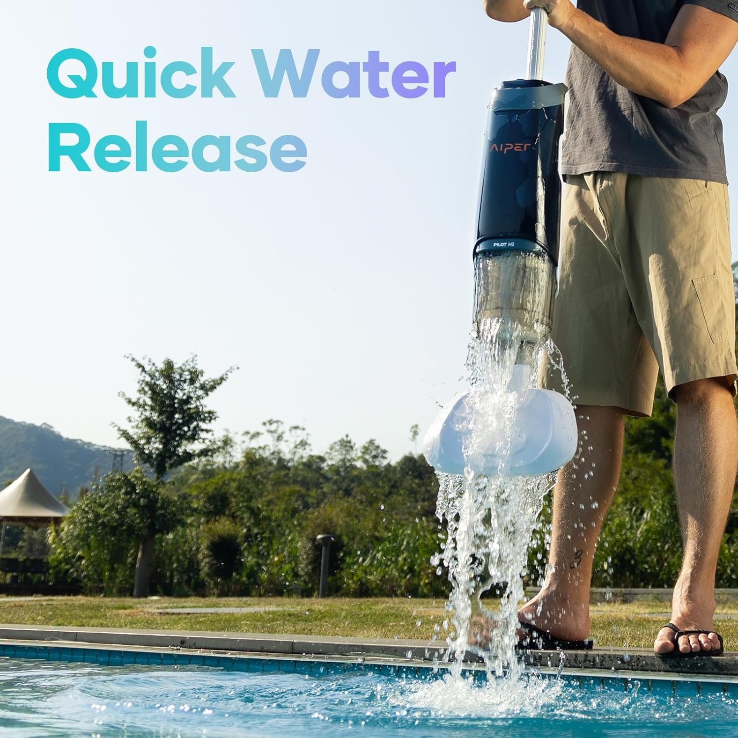 AIPER Surfer S1 Solar Powered Robotic Pool Skimmer with APP Support, 12 Hour Battery Life, Pilot H2 Handheld Pool Vacuum, Cordless Pool Cleaner for Sand, Leaf, Corners, Stairs, Two Cleaning Mode