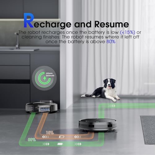 Robot Vacuum and Mop, 2-in-1 Robotic Vacuums Cleaner with Smart Max Strong Suction, WiFi/App/Alexa Voice Control, Obstacle Avoidance, for Pet Hair, Carpets and More