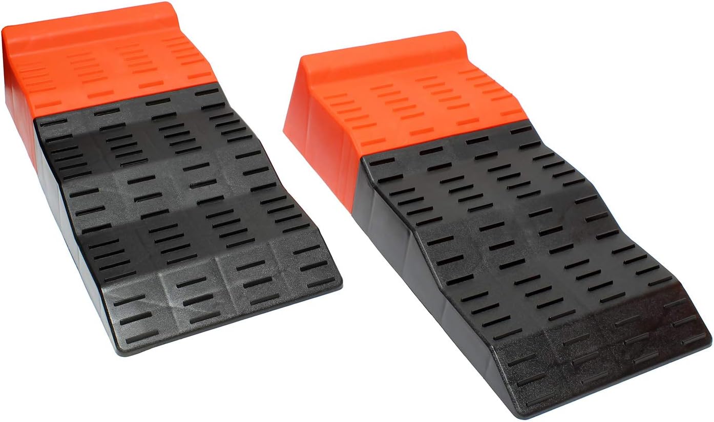 BISupply Tandem Axle Leveler Ramps – 3 Level RV Leveling Blocks Heavy Duty Separating Camper Leveling Ramps, 2 Pk Pack of 2