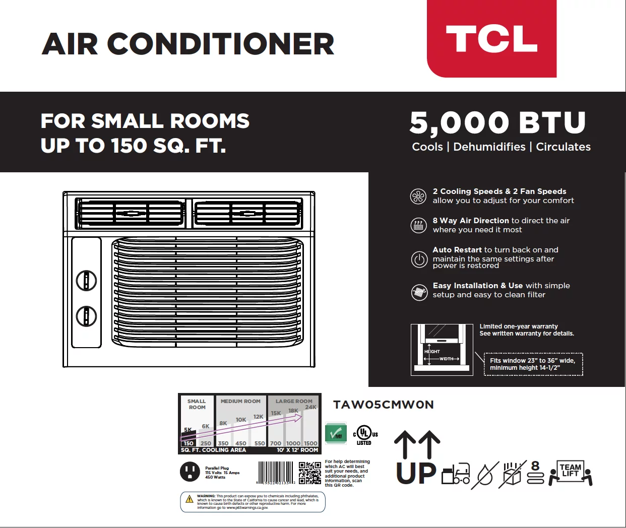 TCL 5,000 BTU White Mechanical Window Air Conditioner