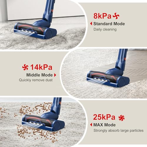 whall Cordless Vacuum Cleaner, Upgraded 25Kpa Suction 280W Brushless Motor Cordless Stick Vacuum Cleaner, Lightweight Handheld Vacuum for Home Pet Hair Carpet Hard Floor, up to 55mins Runtime