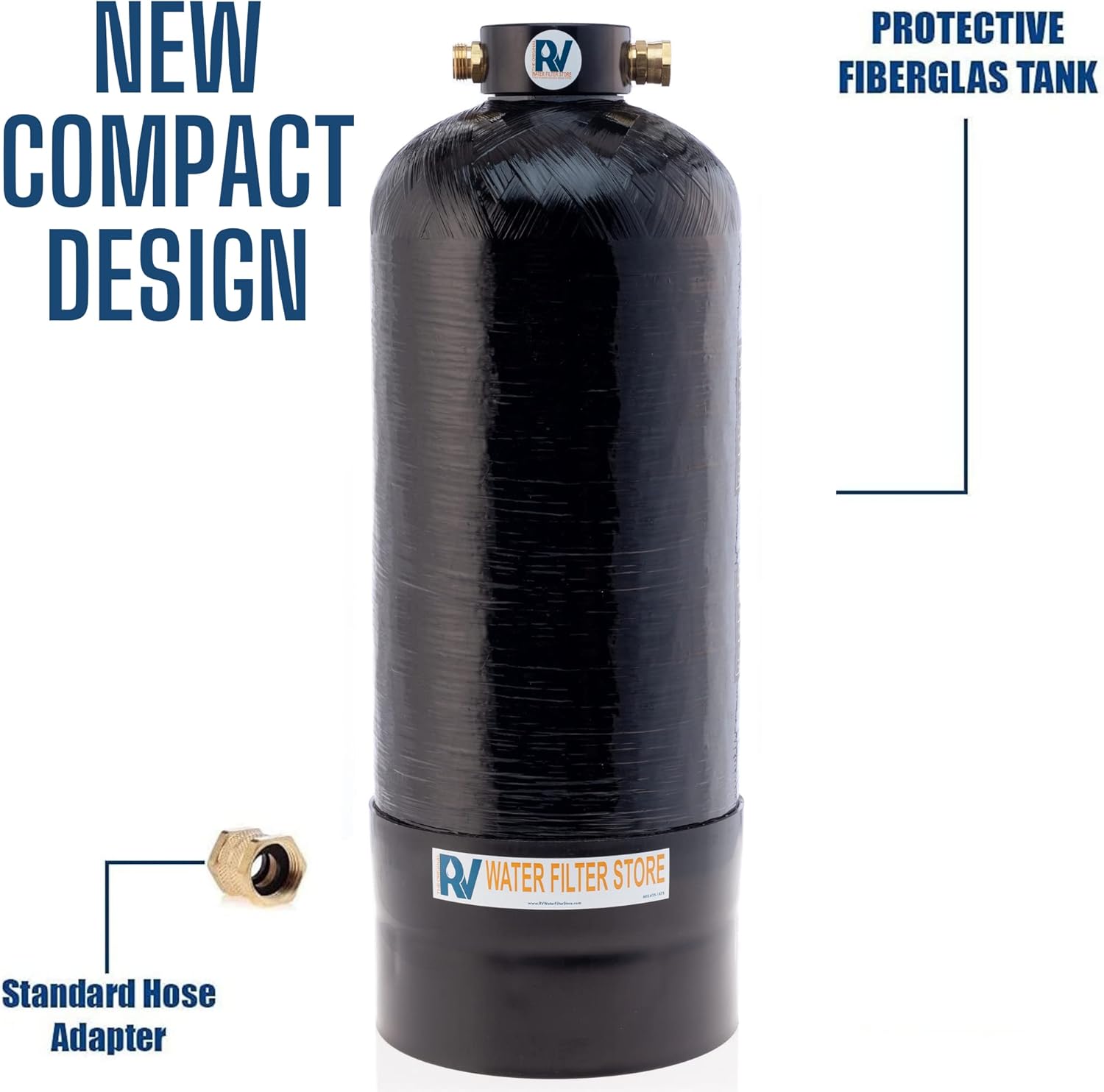 Essential RV Water Softener Portable 8,000 Grain, 3/4" Fittings, Softens Hard Water for RV's Vanlife Nomads Boondockers, New Lighter & Compact Model Easy Storage
