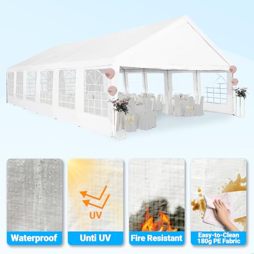 Party Tent 20x40Ft Heavy Duty Outdoor Canopy Tent Carport Gazebo Wedding Tent Carport Event Shelter Large Canopy Tent with Storage Bags