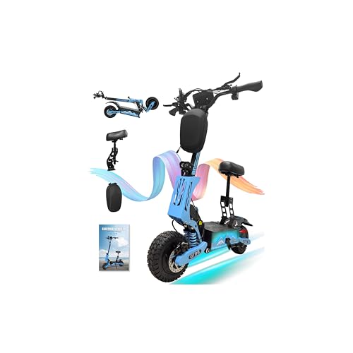 DOF 60V 27AH Electric Scooter for Adults, 5600W Dual Motor Commuter with 50MPH Speed & 40 Miles Range, Dual Brake System, Shock Absorption, 11" Vacuum Off-Road Tires, Folding E-Scooter Detachable Seat
