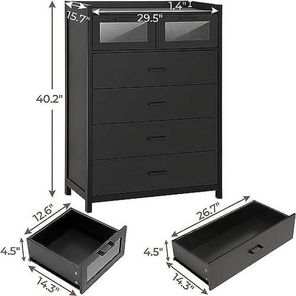 HJZBNONE Dresser for Bedroom  6 Drawer Dressers with LED Lights  Dressers &amp; Chests of Drawers  Bedroom Closet Wooden Tall Dresser for Bedroom  Hallway  Entryway