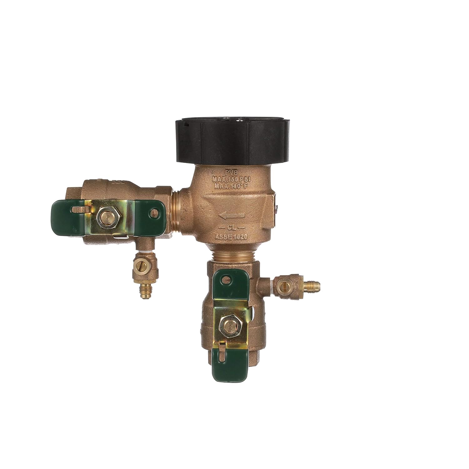 Watts 800M4-QT Anti-Siphon Pressure Vacuum Breaker Quarter Turn Shutoff, Tee Handles, 1 Inch, Bronze